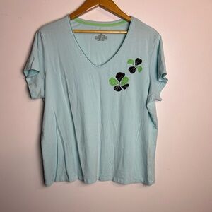 Sleep Sense Women Plus size 2X Pajama top Blue Stretch Comfortable Minimalist